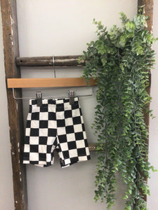 Smiley Daze black check shorts-12/18m