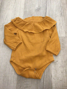 Mustard ruffle bodysuit-2T