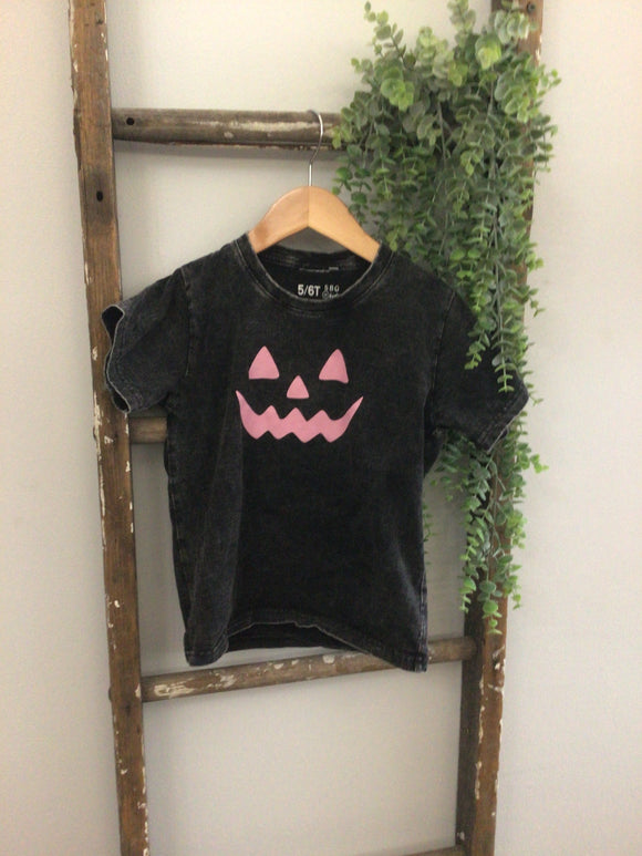 Pink pumpkin smile tee-5/6