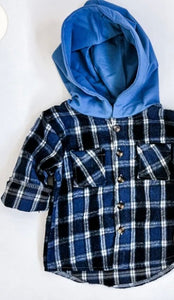 Blue Hooded Flannel