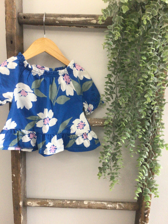 Carters blue flower shirt-24M