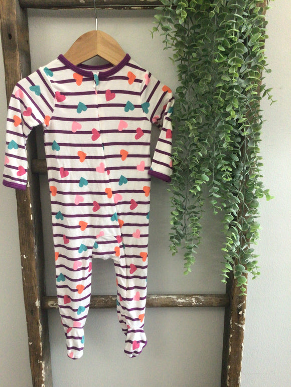 Striped hearts sleeper-3/6M