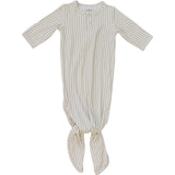 Taupe Stripe Ribbed Bamboo Knot Gown