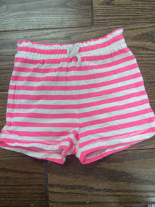 Neon Pink Stripe Shorts- 2T