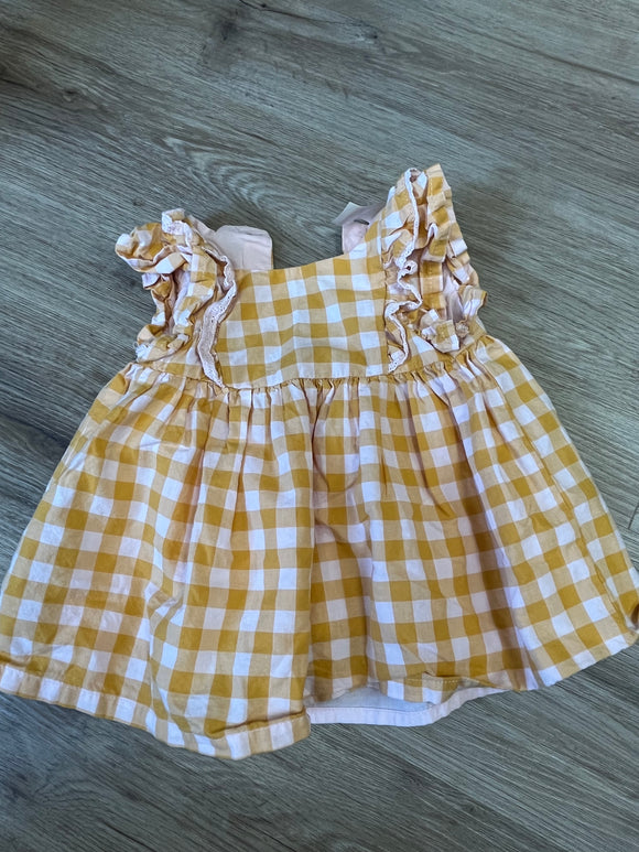 baby bgosh yellow plaid dress 3m