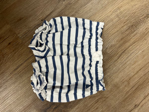 blue stripe ruffle bubble shorts