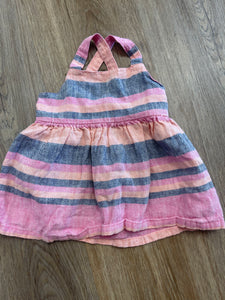 Pink blue orange stripe dress 3M