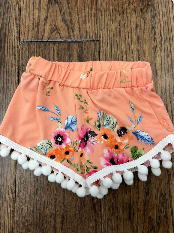 peach floral shorts