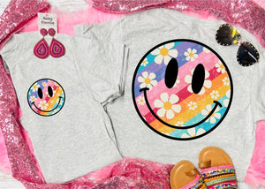 Rainbow Floral Smiley Tee