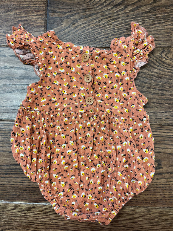 rust floral romper bailey blossom 3-6