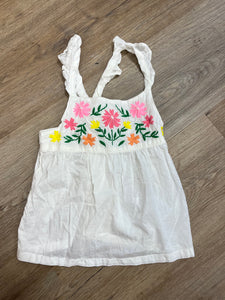 crazy 8 white tank floral embroidery 2T