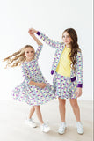 Mardi Gras 3/4 Sleeve Pocket Twirl Dress