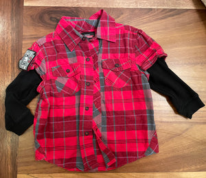 Dickies Red Button Up - 3T