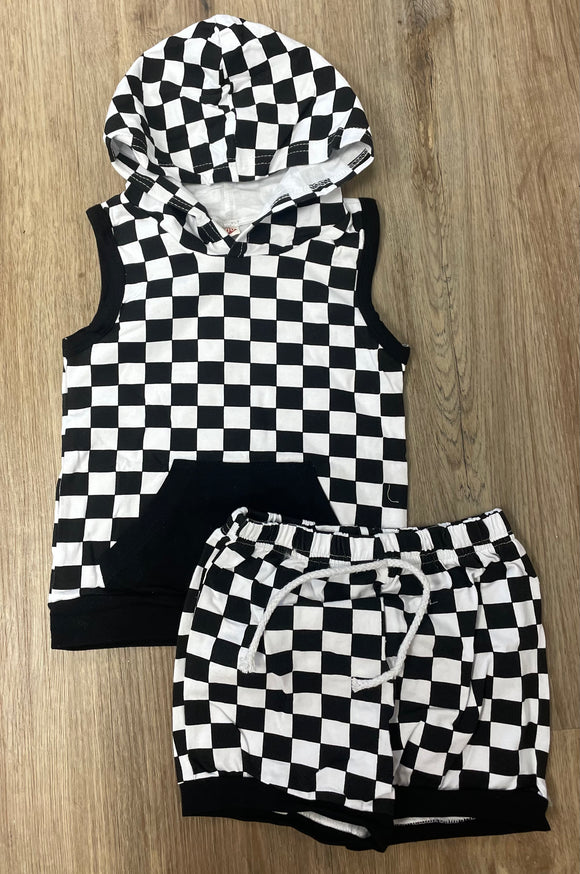 Checkered Hooded Set