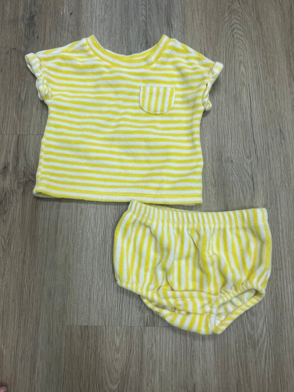 Yellow stripe terry cloth outfit- 3/6