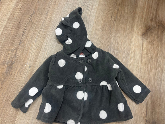 Charcoal polka dot jacket- 6M