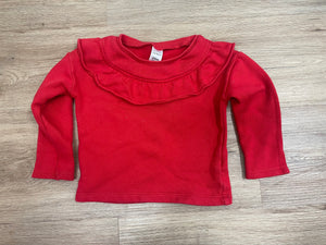 Red ruffle pullover- 24M