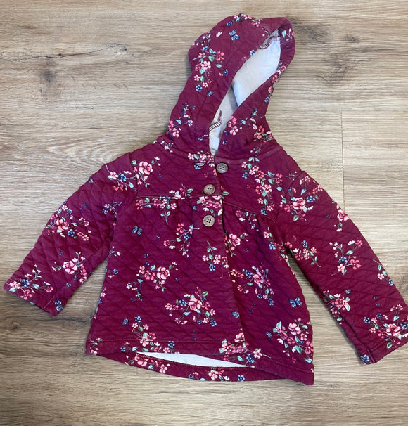 Burgundy floral jacket- 18M